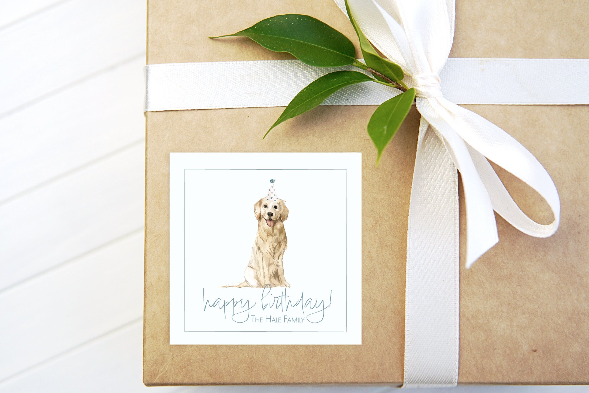 Personalized Birthday Gift Tags, Golden Retriever, Birthday Gift ...