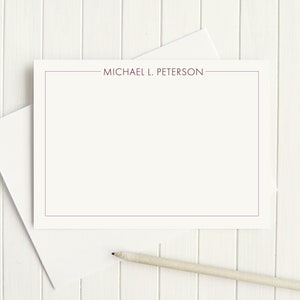 Men&#39;s Personalized Stationery, Masculine Classic Stationery, Personalized Flat Cards for Him, Graduation Gift, Thank You Notes