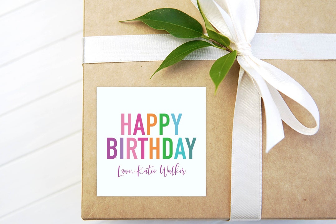 Happy Birthday Stickers, Custom Stickers, Personalized, Rainbow Etsy