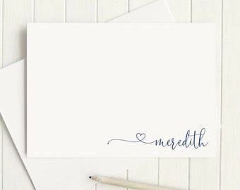 Personalized Stationery with Heart, Stationery, Flat Cards