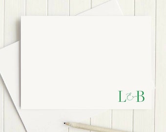 Couple’s Personalized Stationery, Stationery, Flat Cards with Initials