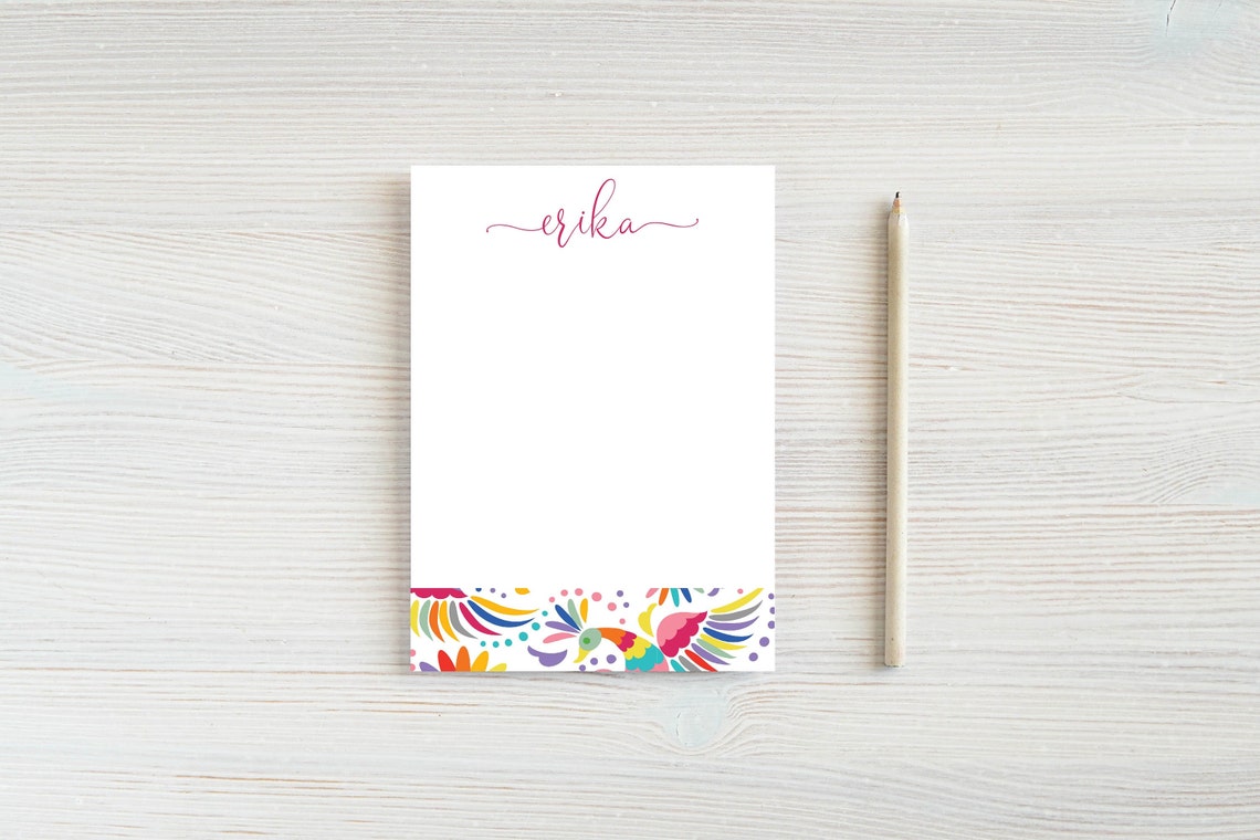 Mexican Notepad Personalized Otomi Notepad, Custom Stationery Mexican Print, - Etsy