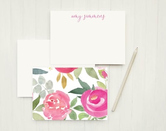 Floral Personalized Stationery Set, Classic Note Cards