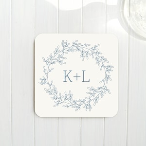 Paper Wedding Coasters, Extra Thick, Disposable, Personalized Heavy Coaster, Wreath