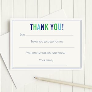 Fill in the Blank Thank You, Thank You Notes for Kids, Kids Thank You Cards,
