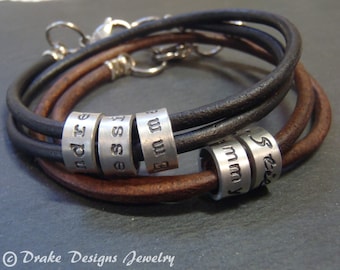 personalized mens gift ideas .mens leather bracelet men's or women's mom or dad gift mens bracelet personalized