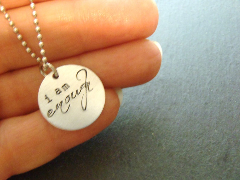 I am enough necklace positive affirmation jewelry Etsy