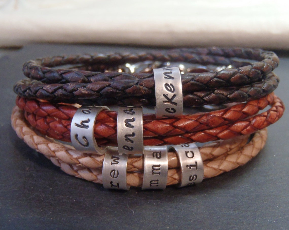 Personalized Leather Bracelet With Sterling Silver Name Etsy