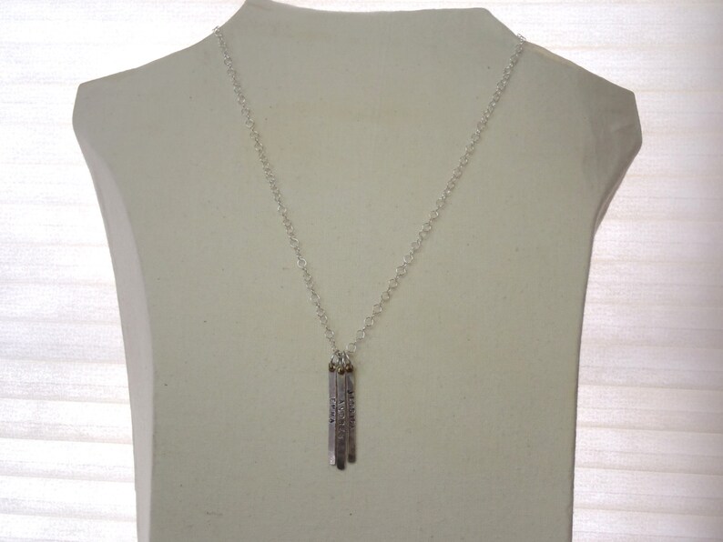 Hand stamped Mom Necklace Personalized Mothers Jewelry Sterling Silver charm necklaces for moms Custom Name necklace with kids names