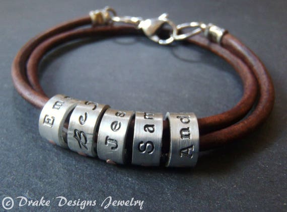 boss gift Christmas leather bracelet dad gift 2-8 name Father\u2019s Day Gift anniversary gift family name bracelet grandpa present