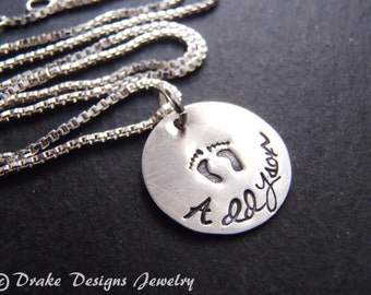 Sterling silver new mom push present necklace mother hand stamped personalized necklace push gift