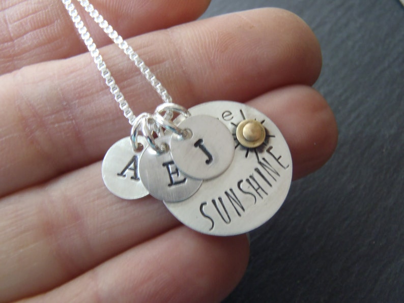 Personalized sterling silver you are my sunshine necklace personalize mommy necklace initial sterling silver