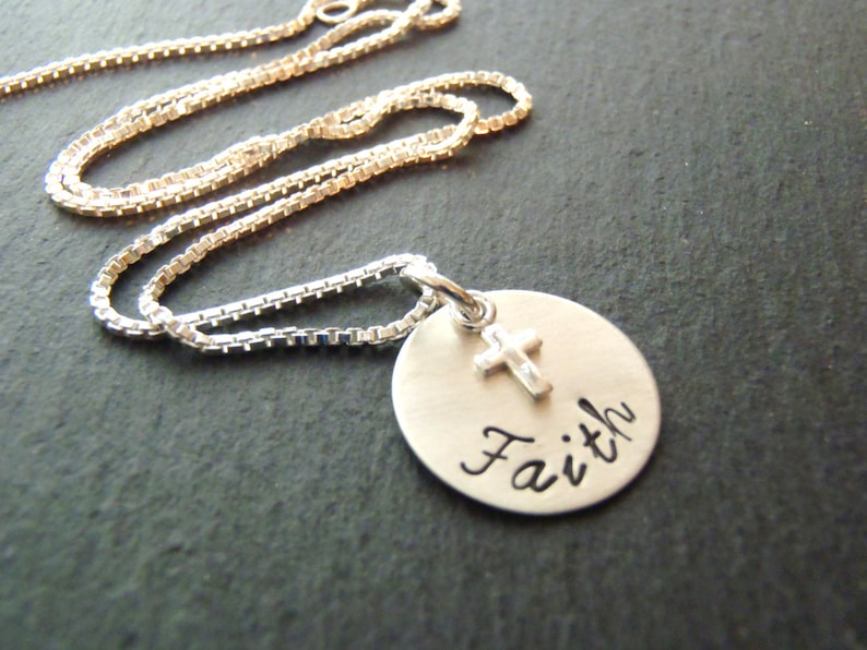 Sterling Silver Faith Necklace Cross Christian Jewelry Etsy