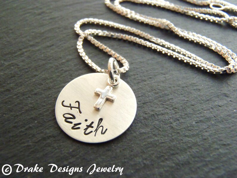 Sterling Silver Faith Necklace Cross Christian Jewelry Etsy