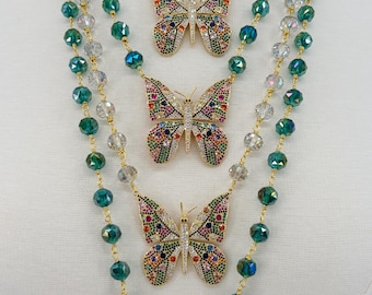 Crystal Butterfly Statement Necklace
