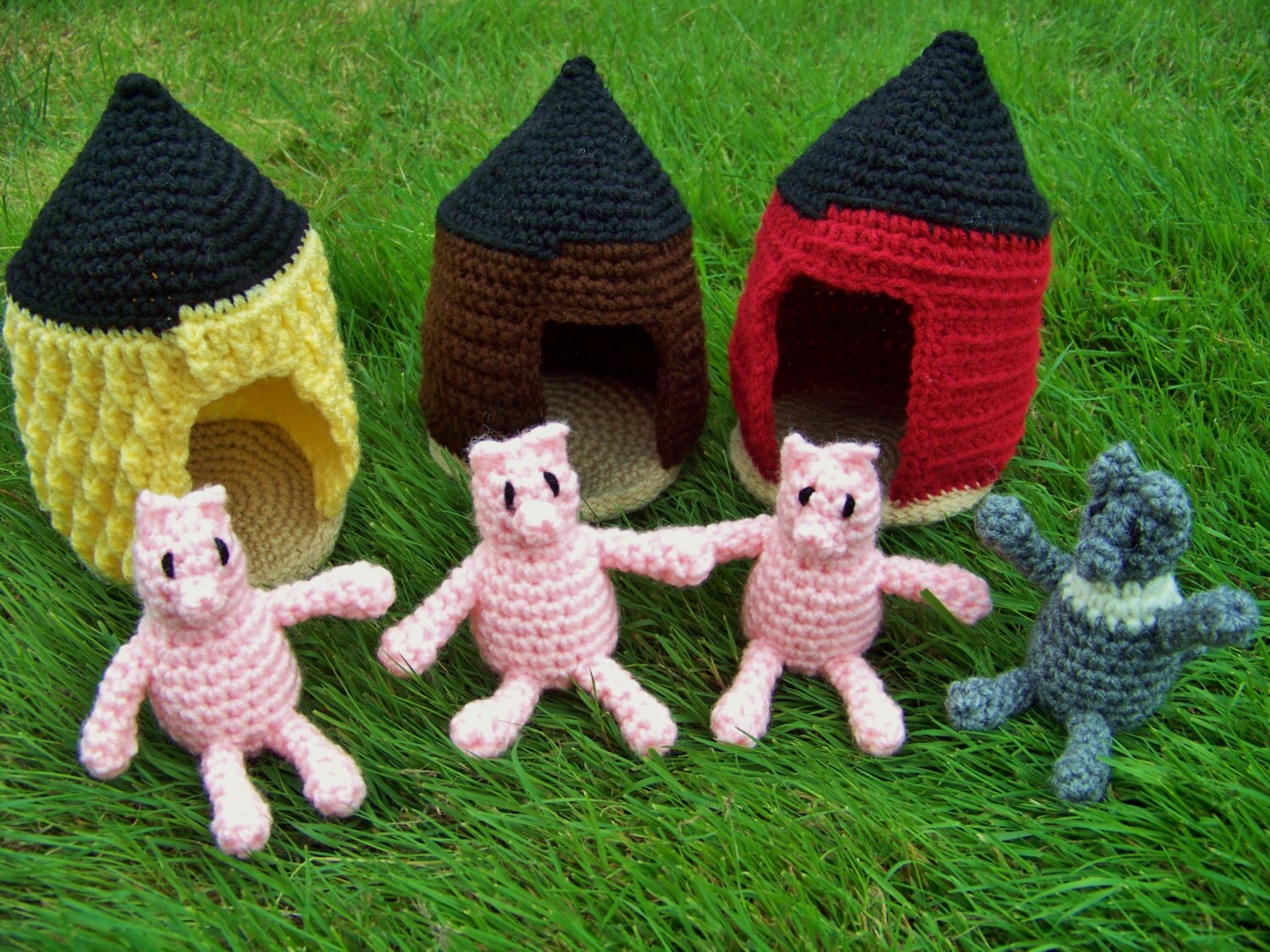 Three Little Pigs Set Pigs Straw House Stick House Brick Etsy Canada