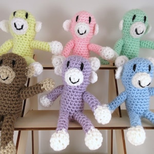 Brinquedo de pelúcia de macaco de 5&quot; para bebês/crianças - azul, rosa, verde, amarelo, marrom ou roxo
