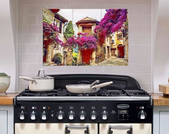 Provence France Tile Mural: Gloss Ceramic Mosaic Panel French Landscape Wall Art