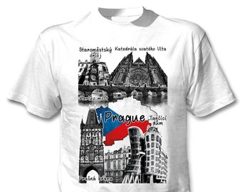 Prague Czech Republic - Man new cotton white t-shirt