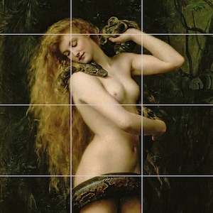 Tile Mural/Mosaic Ceramic Panel of John Collier Lilith - John Collier Wall Art - John Collier wall print - Lilith wall print -Tile Mosaic