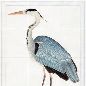 Płytki ścienne/mozaika Panel ceramiczny Szara Czapla - Mozaika Ptak - Malowanie Czapli - Mural Ptak - Błyszczące Płytki - Wydruk Sztuki Ściennej Czapli - Wydruk Egret