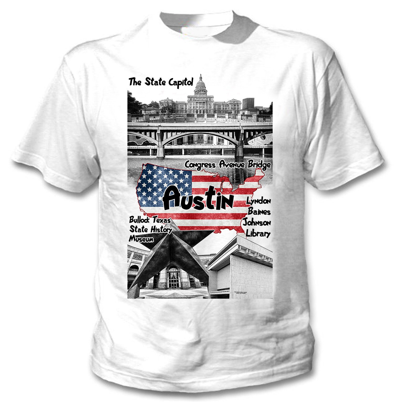 Image of Austin Usa - Man New Cotton White T-Shirt