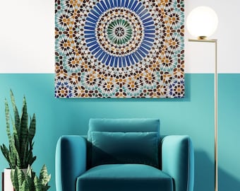 Arabic Mosaic Tile Mural: Colorful Islamic Art Decor