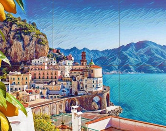 Tile Mural/Mosaic Ceramic Panel of Amalfi coast - Amalfi Mural- Amalfi coast print - Italian Wall Art - Tile Mural -Gloss Tiles -Tile Mosaic
