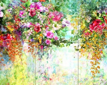 Tile Mural/Mosaic Ceramic of Flowers Watercolour Painting - Landscape Mural - Flower Wall Art - Floral Tile Mural -Gloss Tiles - Tile Mosaic