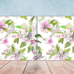 Floral Tiles Flower Design - Set of 2 Flowers Wall Decor Tiles, Kitchen Backsplash Tiles, Table Decorative Tiles, Bathroom Tiles