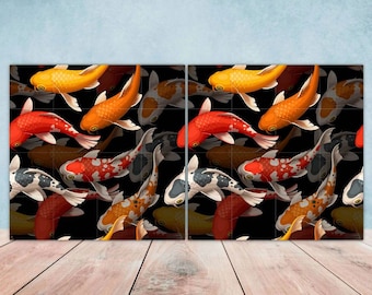 Koi Fisch Keramikfliesen-Set: Japanische Küche Backsplash Decor