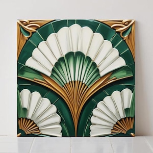 Art Deco Ceramic Tile: Geometric Wall Decor, Kitchen Backsplash