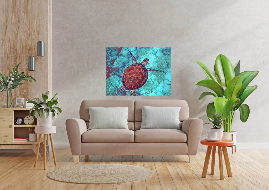 ウミガメのタイル壁画：カラフルな海のモザイクアートパネル - Etsy 日本