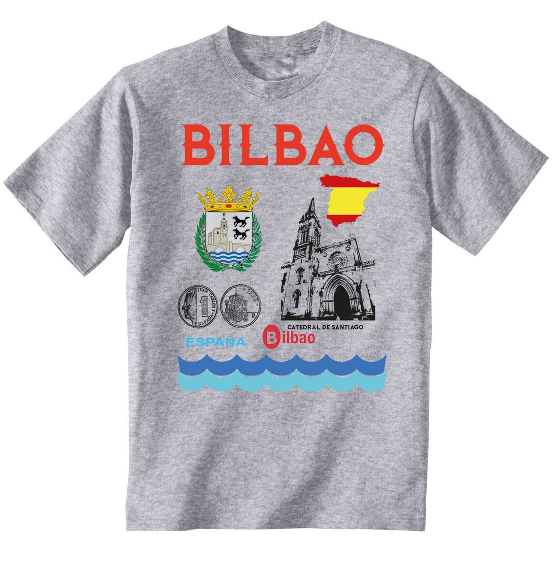 Bilbao Spain Man new cotton grey tshirt Etsy