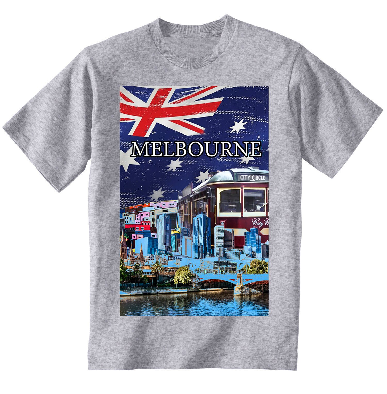 Melbourne city Australia Man new cotton grey tshirt Etsy