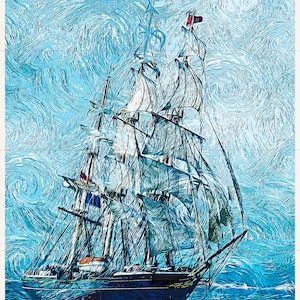 Tile Mural/Mosaic Ceramic Panel of a Ship - Sailing ship print- Ocean Waves Wall Mural -Tile Mural Art - Seascape Home Decor- Tile Mosaic