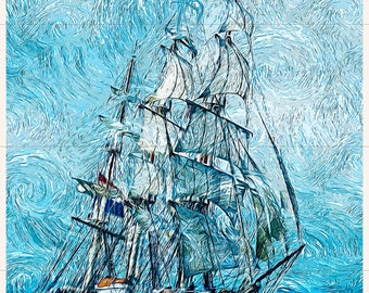 帆船タイル壁画：海の波のセラミックパネル、海景ホームデコレーション