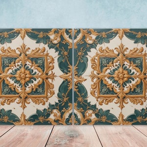 Victorian Tiles - Set of 2 Victorian Wall Decor Ceramic Tiles - Kitchen Backsplash Tiles, Table Decorative Tiles, Bathroom Tiles, Coaster