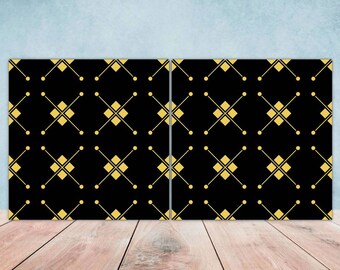 Kitchen Backsplash Tile Medallion Black Granite & Gold - Etsy