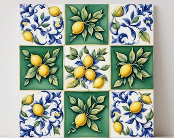 Piastrelle in ceramica italiana con maiolica e limone di Amalfi: decorazioni mediterranee per cucina, bagno e frutta