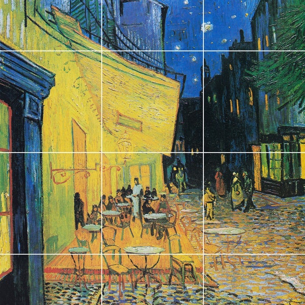 Tile Mural/Mosaic Ceramic Panel of Van Gogh Café Terrace at Night - Van Gogh Wall Art - Van Gogh Tile Mural - Van Gogh print - Tile Mosaic