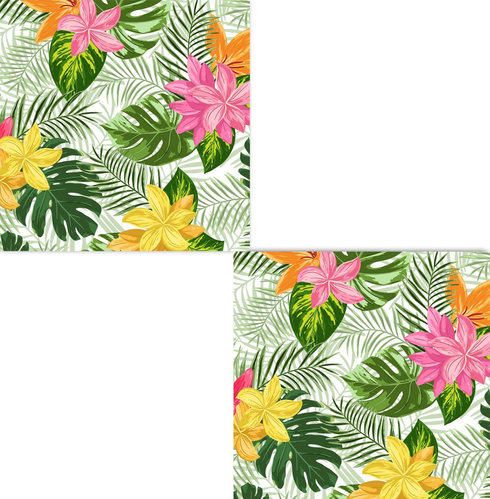 Tropical Tiles Tropics Flowers Leaves Design Two 6 x 6 Etsy