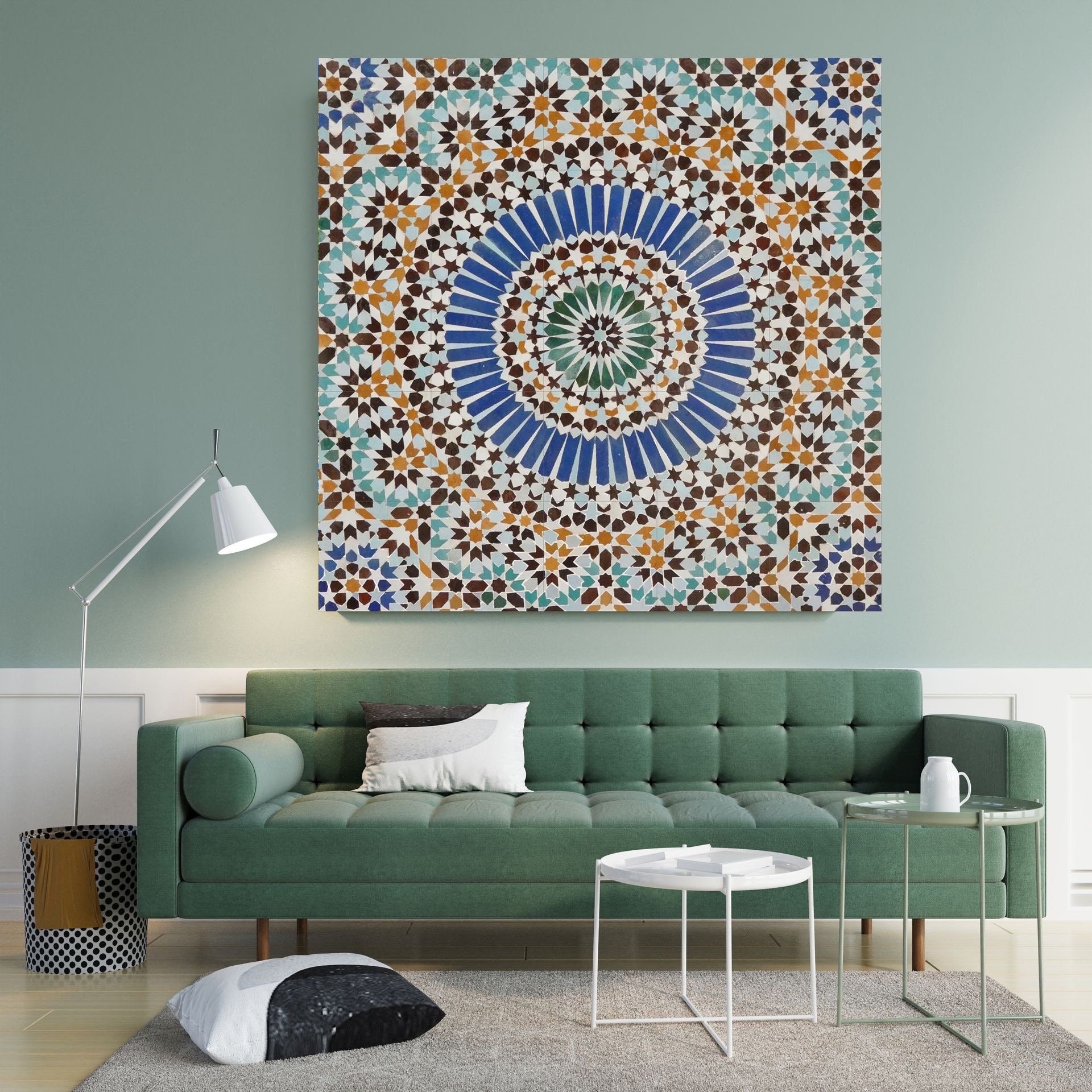 Panneau Mosaïque Dosseret Arabe Khamsa – Carreaux En Céramique Peints à La Main, Déco Orientale Faite Main