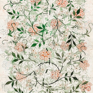 Tile Mural/Mosaic Ceramic Panel of William Morris Jasmine Flower - William Morris Wall Art - Morris Pattern - Botanical Print -Gloss Tiles