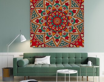 Mandala Tile Mural: Ceramic Mosaic Panel, Bohemian Wall Art