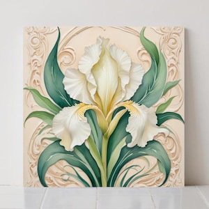 Jugendstil Iris Keramikfliesen - Set mit 2 Dekorativen Fliesen