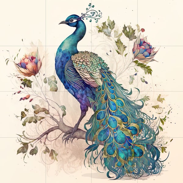 Peacock Tile - Etsy