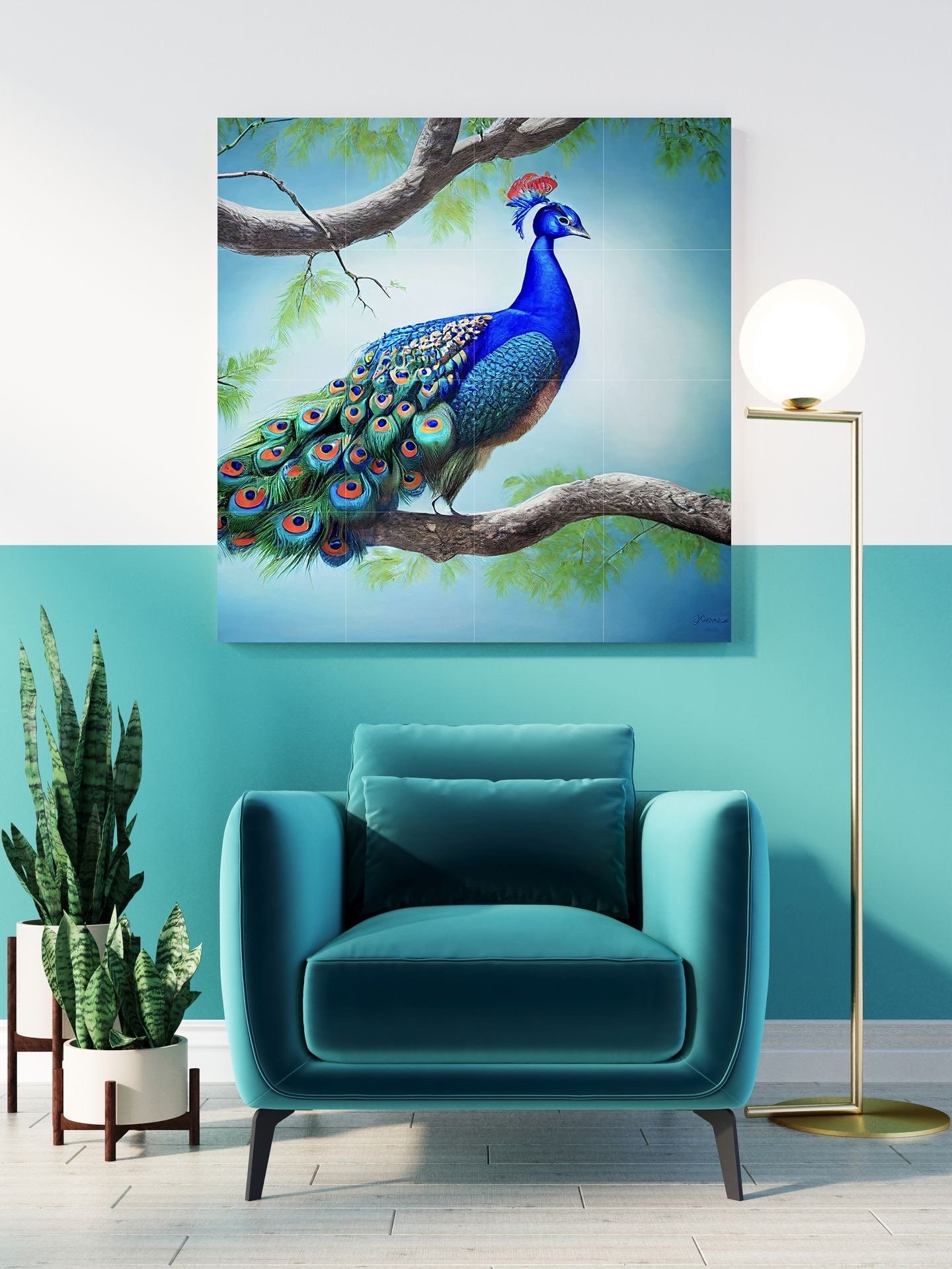 Peacock Tile Mural: Glossy Ceramic Bird Wall Art - Etsy