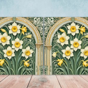 Art Nouveau Flower Ceramic tiles - Set of 2 Art Nouveau Wall Decor Tiles - Kitchen Backsplash Tiles, Table Decorative Tiles, Bathroom Tiles