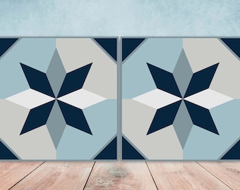 Set of 2 Portuguese Azulejo Ceramic Tiles: Wall Decor, Backsplash